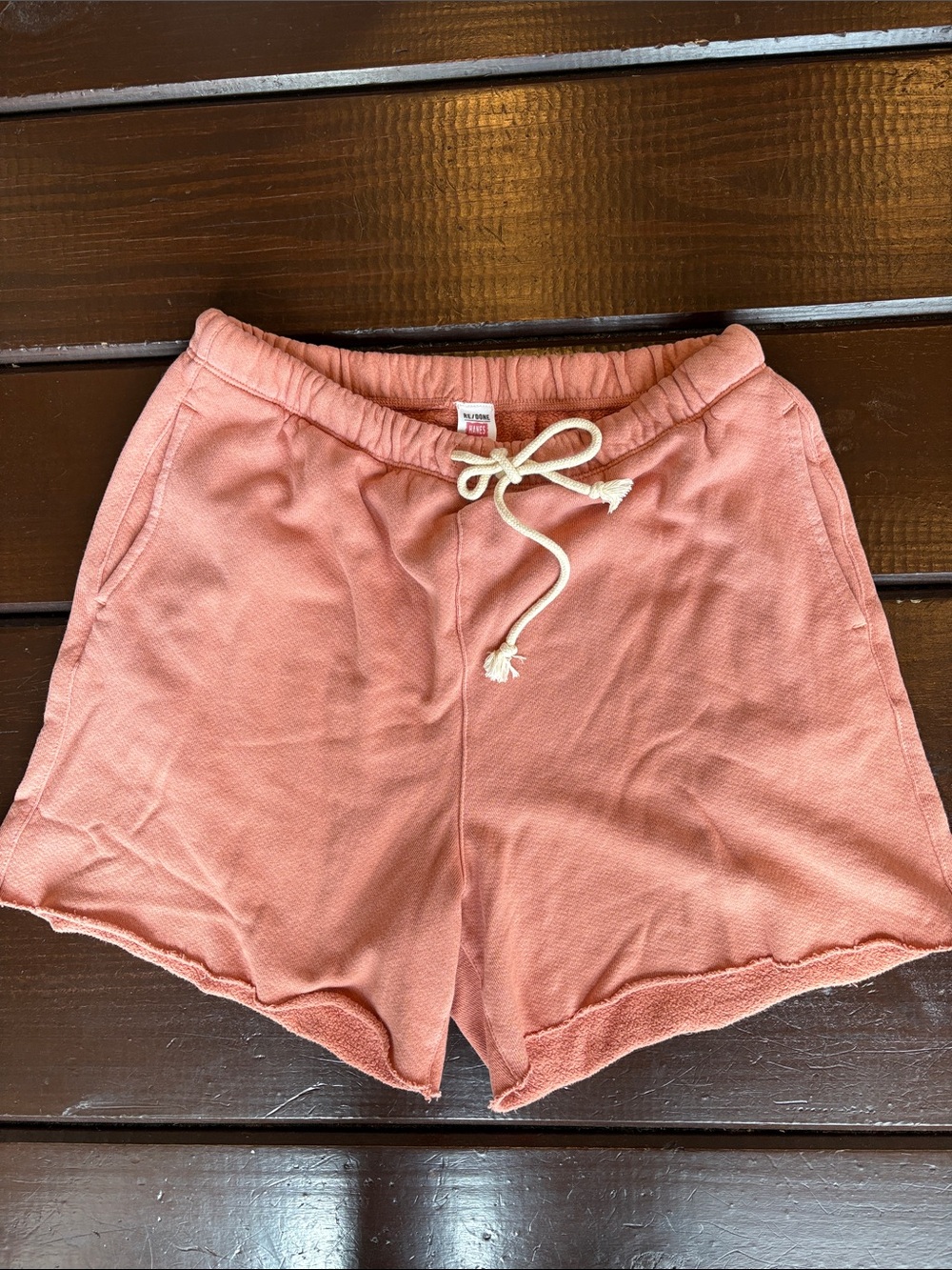 Redone Women's Cotton Salmon Drawstring Shorts